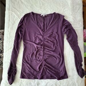 CAbi Plum Long Sleeve V-Neck Top